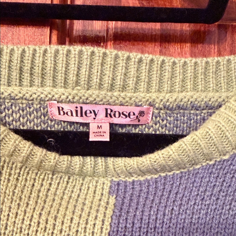 Chic Patchwork Sweater - Mint And Slate - image 2